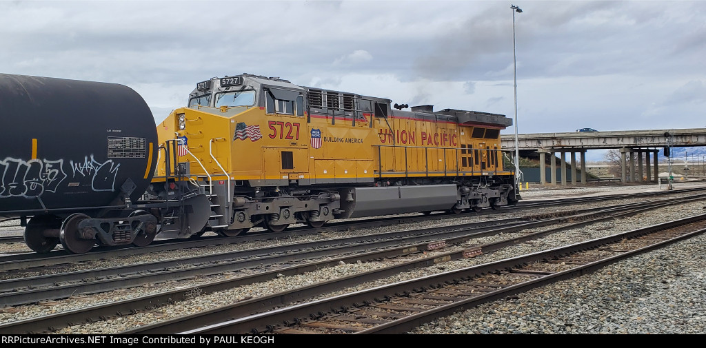 UP 5727 A Newly Remodeled C44ACM  Rolls into The UP Ogden Yard Utah as A Rear DPU on a Manifest Train arriving from The UP Roper Yard in Salt Lake City Utah.